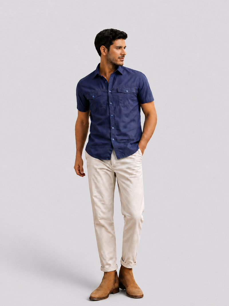 Slate Blue Stretch Utility Shirt