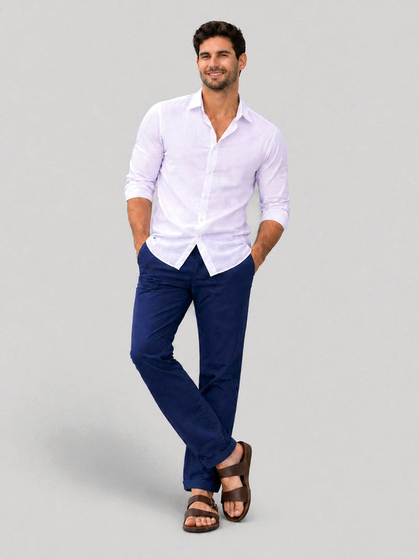 Blue Cotton Stretch Chinos