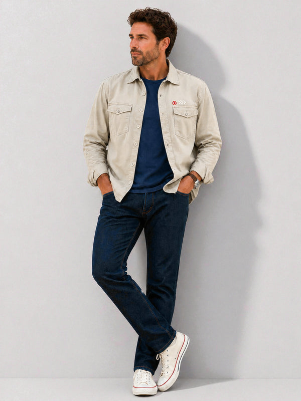 Off White Washed Stretch Shacket