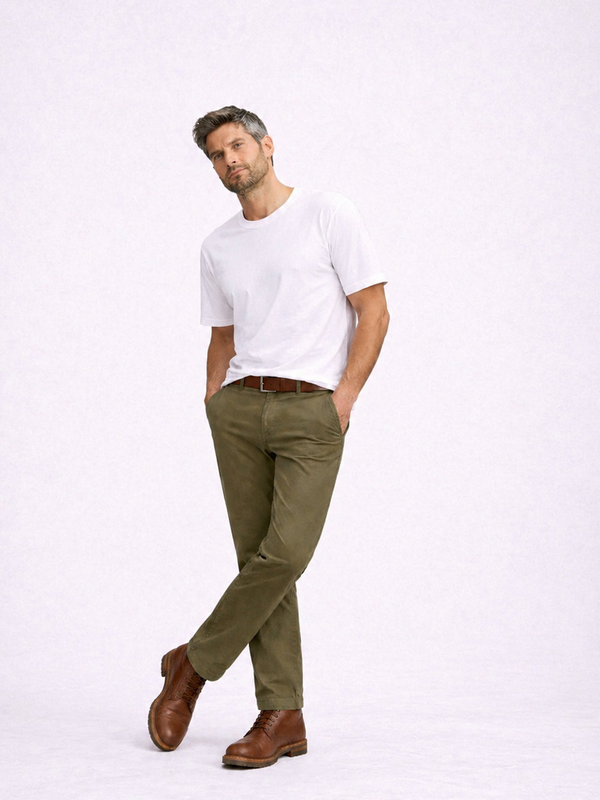 Olive Cotton Stretch Chinos