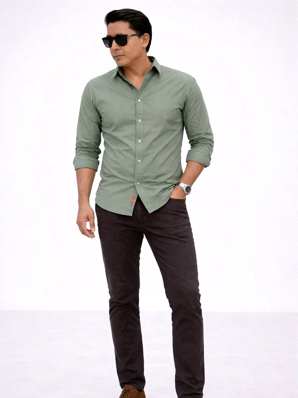Sage Green Peach Cotton Shirt