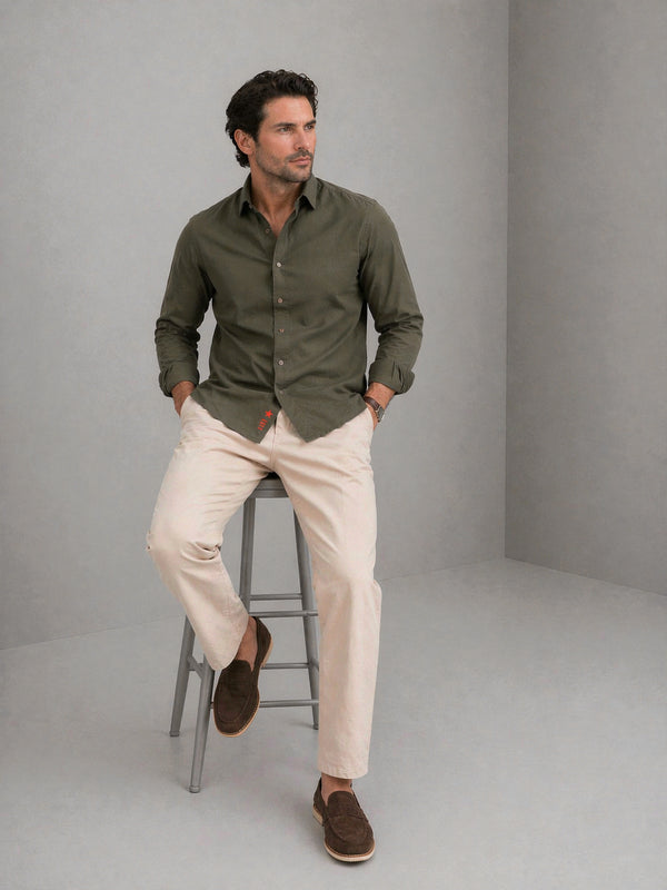 True Olive Peach Cotton Shirt