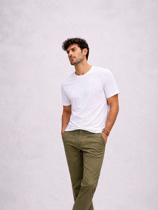 Olive Cotton Stretch Chinos