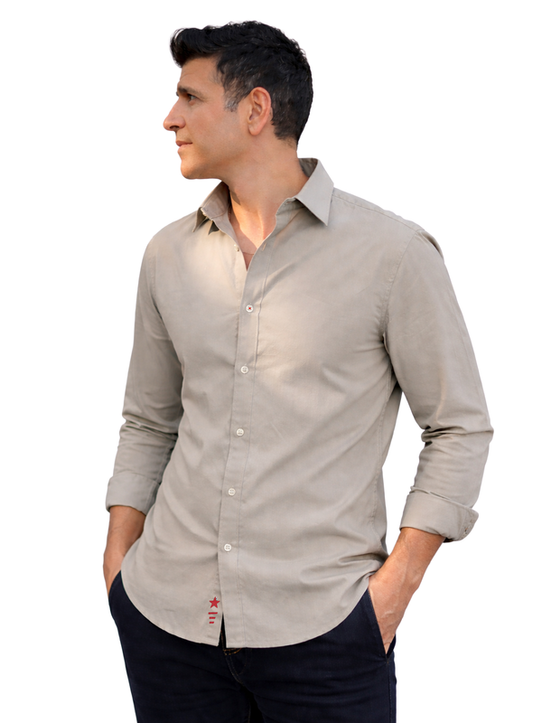 Vintage Khaki Peach Cotton Shirt