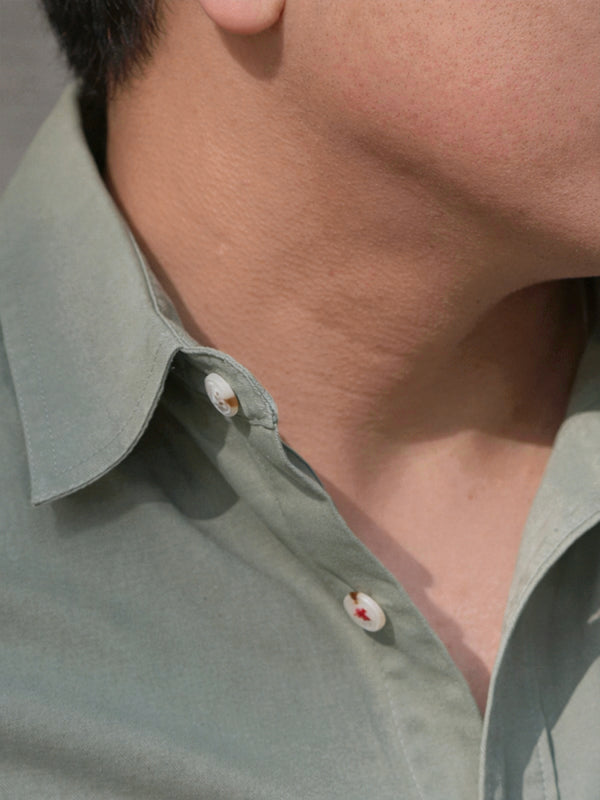 Sage Green Peach Cotton Shirt