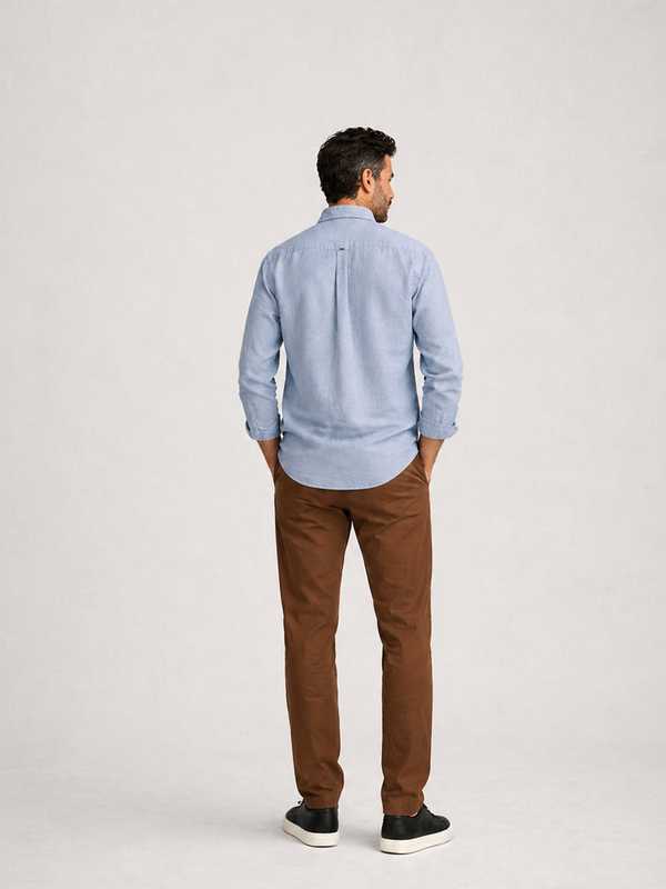 Slate Blue Linen Blend Shirt