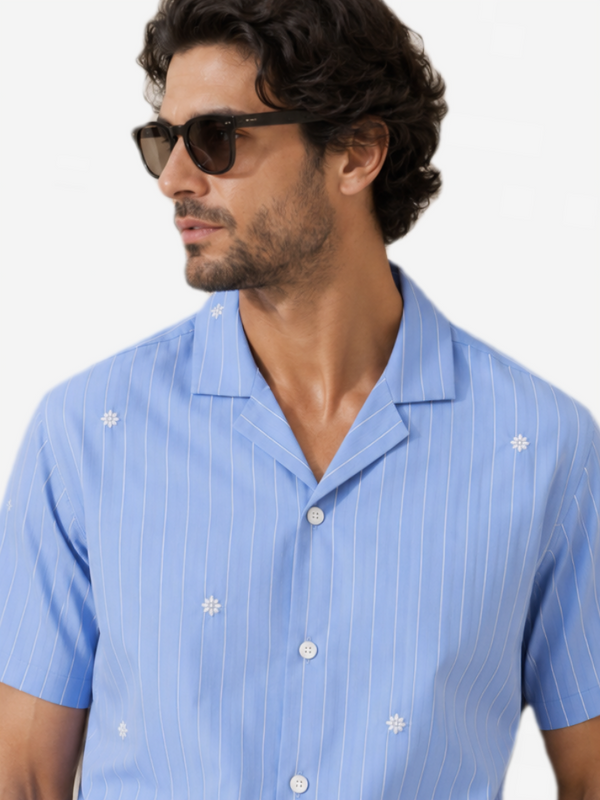 Artisan Block Print Cotton Shirt - Blue