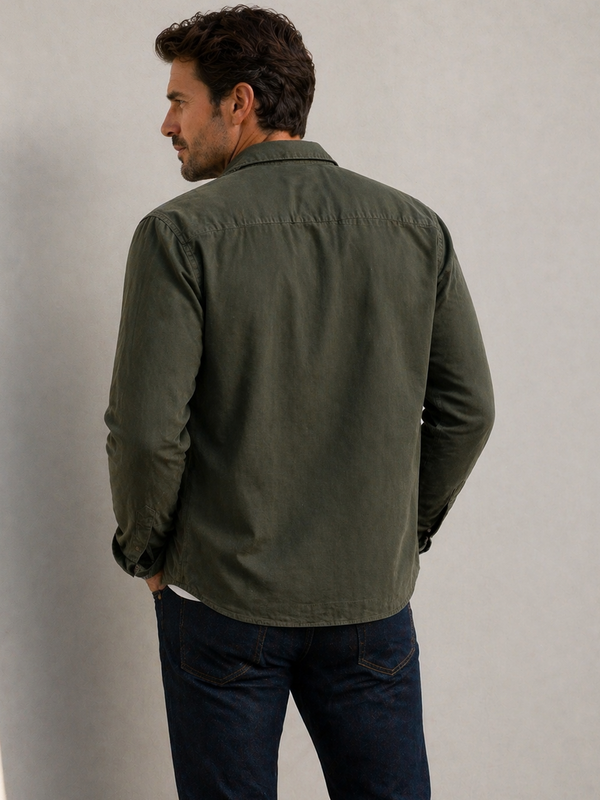Olive Washed Stretch Shacket