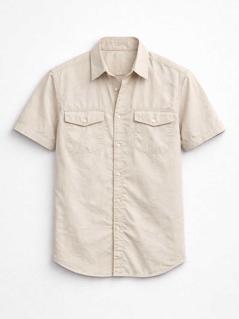 Beige Stretch Utility Shirt