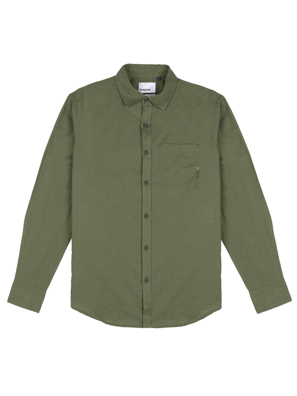 Olive Green Linen Blend Shirt