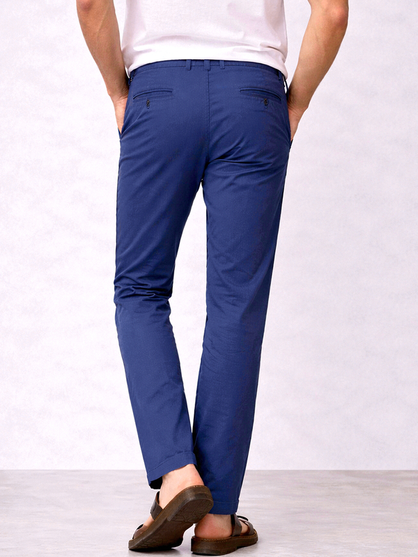 Blue Cotton Stretch Chinos