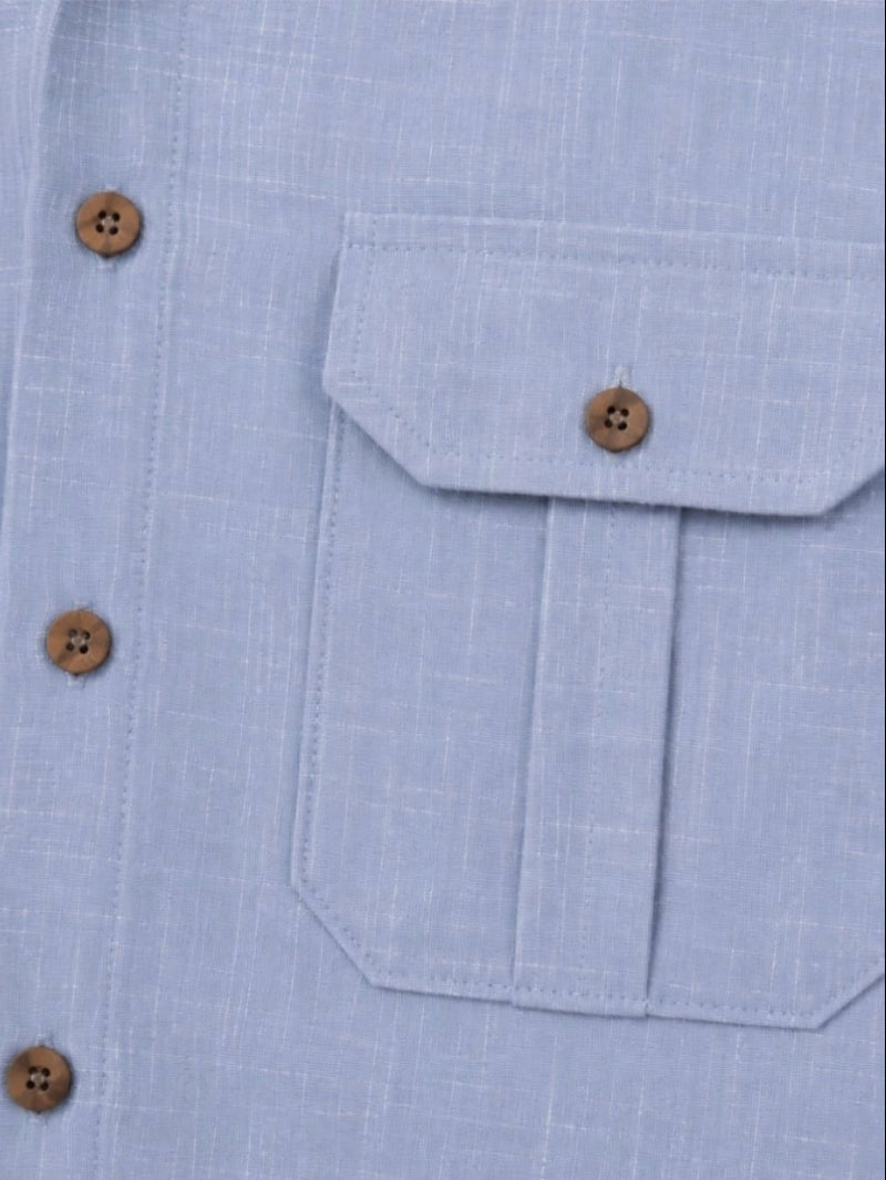 Cotton Lyocill Utility Shirt - Blue