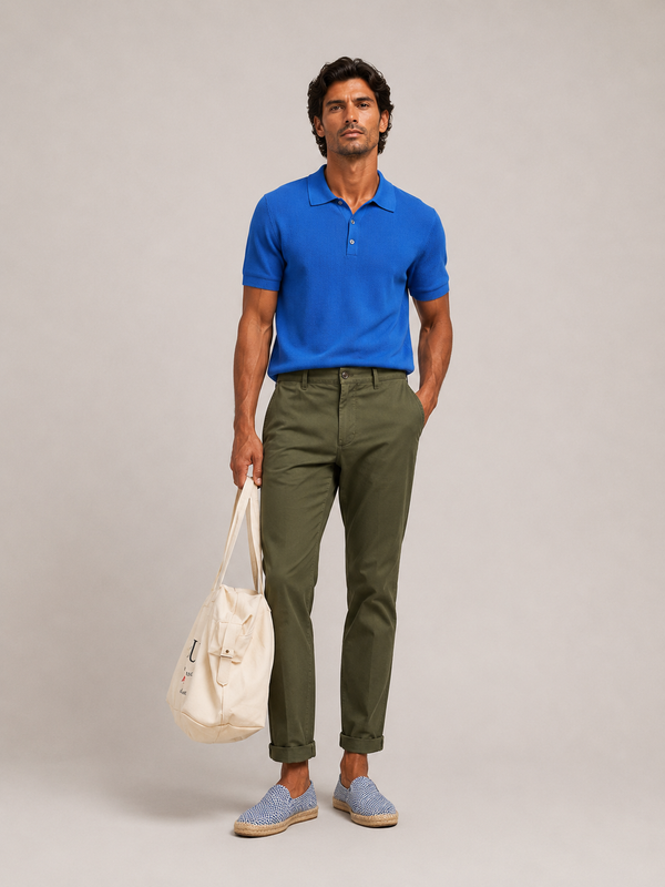 Olive Cotton Stretch Chinos