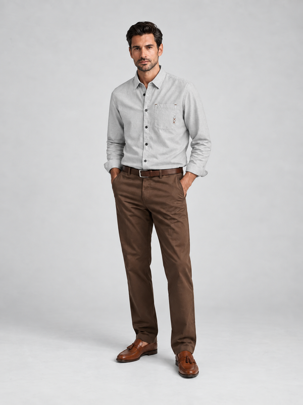 Slate Blue Linen Blend Shirt