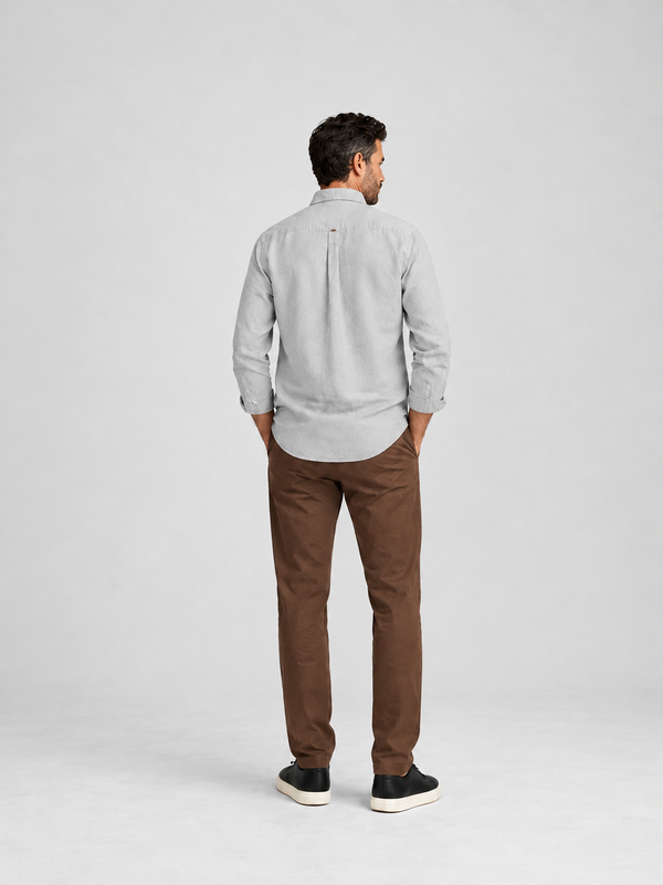 Slate Blue Linen Blend Shirt