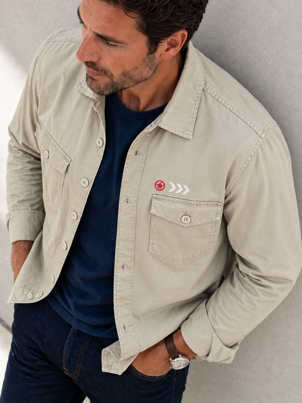 Off White Washed Stretch Shacket