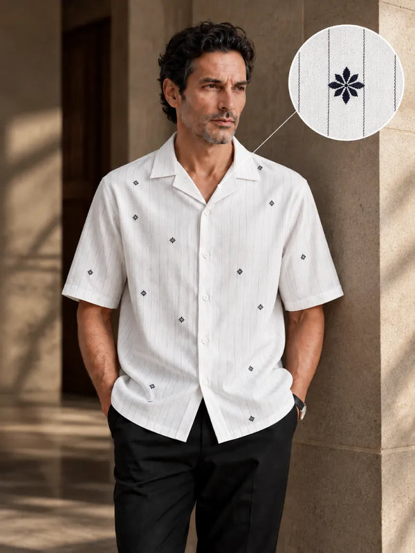 Artisan Block Print  Cotton Shirt - White