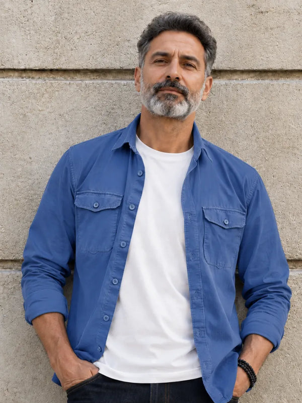 Blue Washed Stretch Shacket