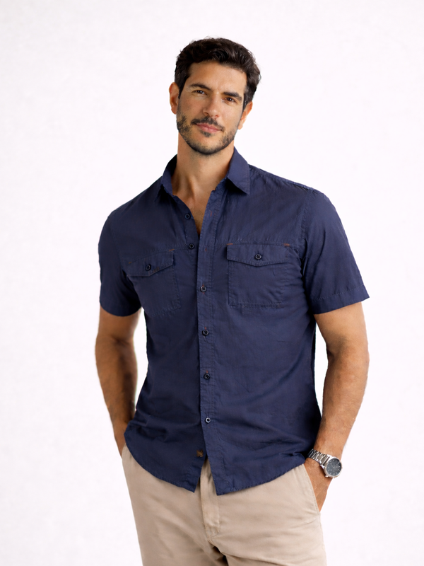 Slate Blue Stretch Utility Shirt