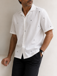 Artisan Block Print  Cotton Shirt - White
