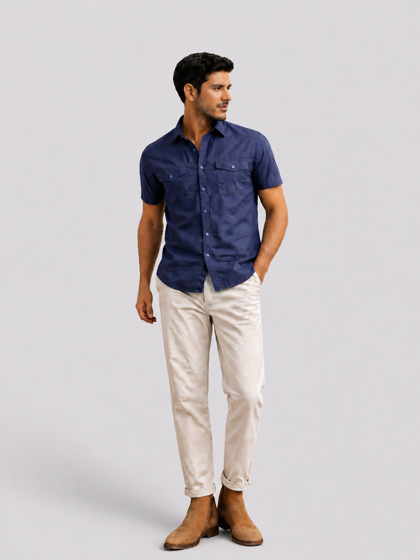 Slate Blue Stretch Utility Shirt