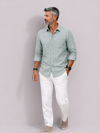 Dusty Green Linen Blend Shirt