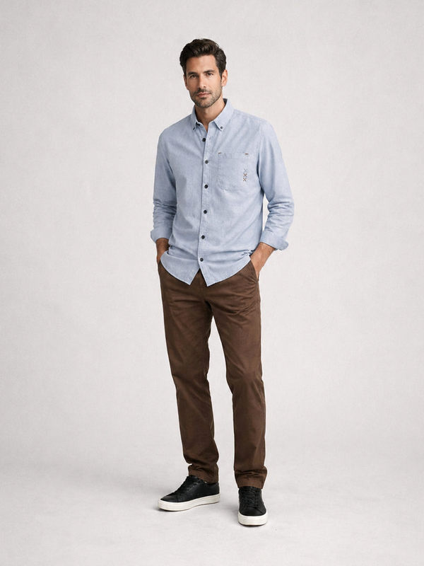 Slate Blue Linen Blend Shirt