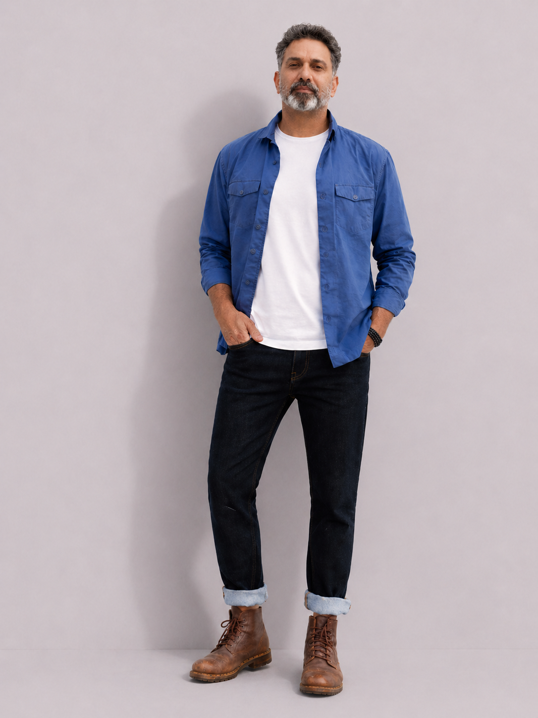 Blue Washed Stretch Shacket