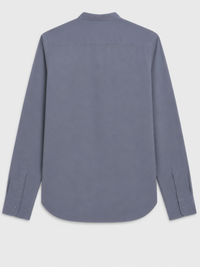 Mandarin Concealed Placket  Linen Shirt - Blue