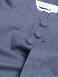 Mandarin Concealed Placket  Linen Shirt - Blue