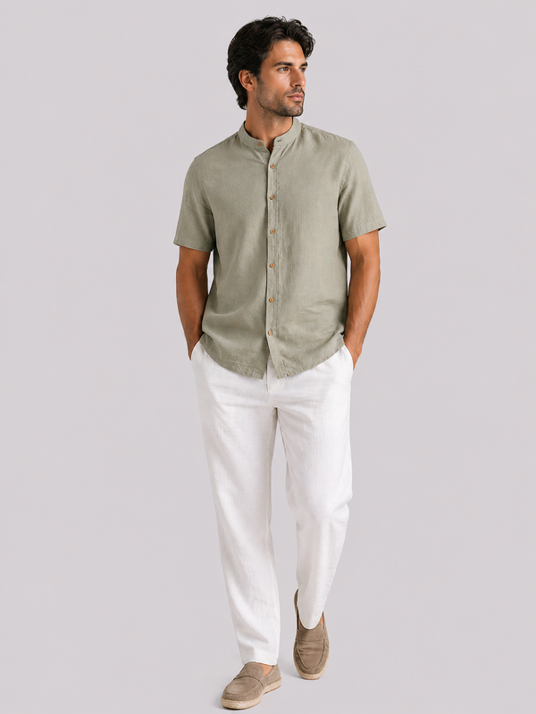 Pista Mandarin Linen Blend Shirt