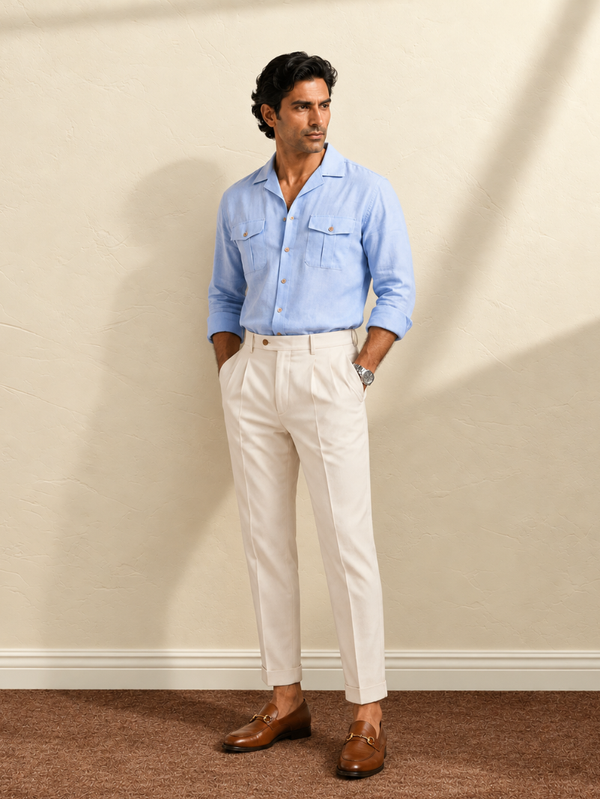 Cotton Lyocell Utility Shirt - Blue