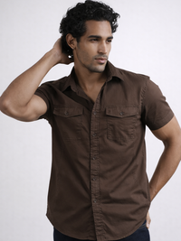 Brown Stretch Utility Shirt