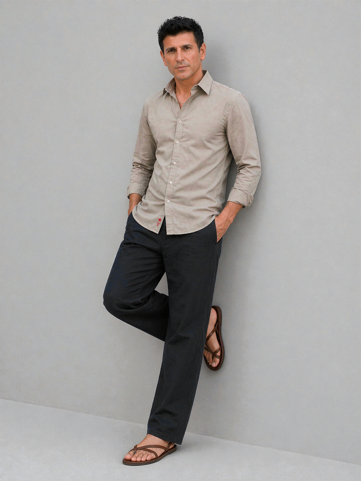 Vintage Khaki Peach Cotton Shirt