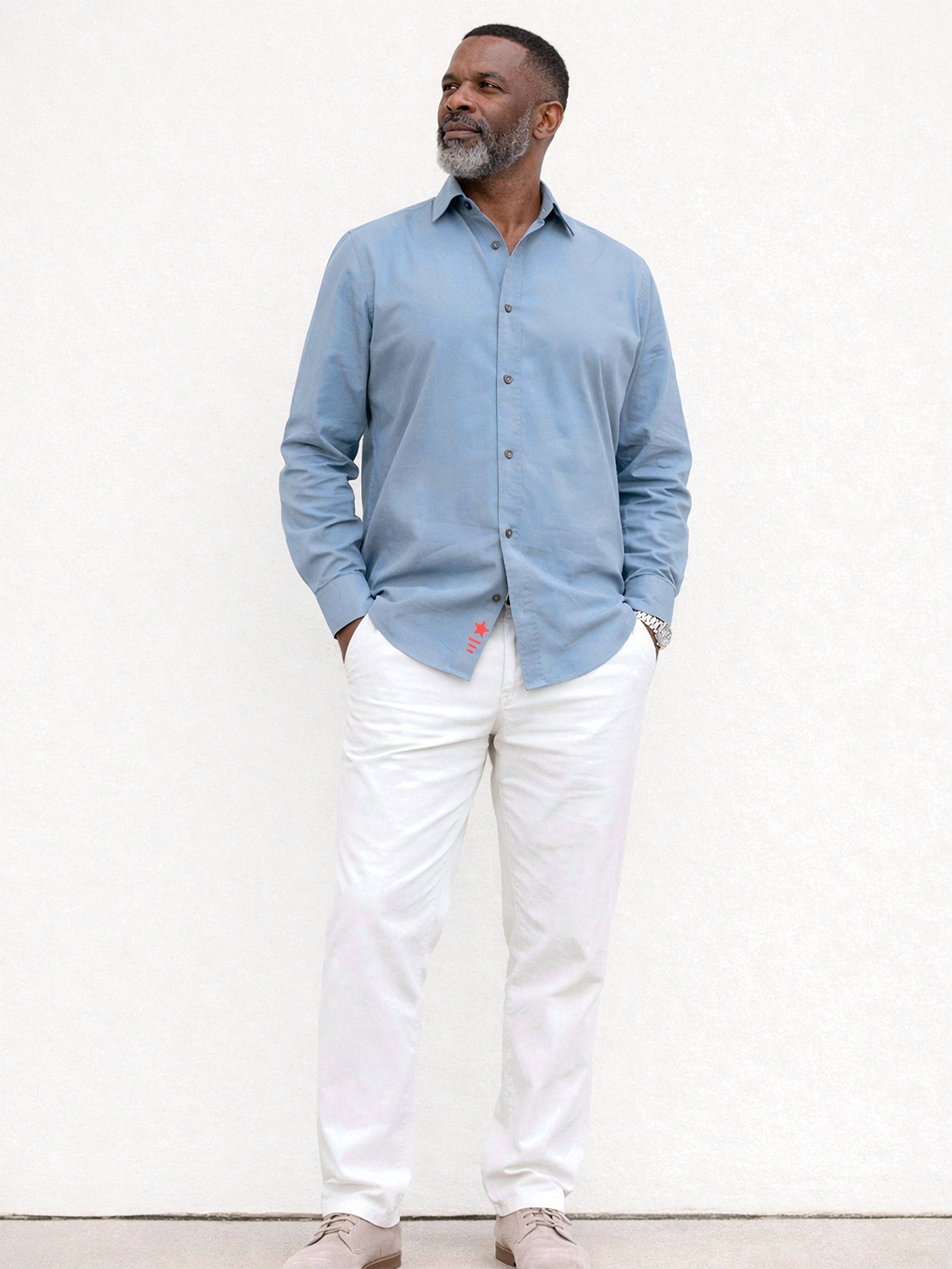 Fusion Blue Peach Cotton Shirt