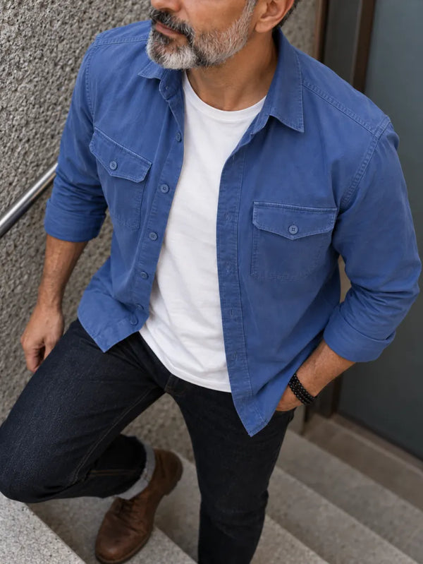 Blue Washed Stretch Shacket