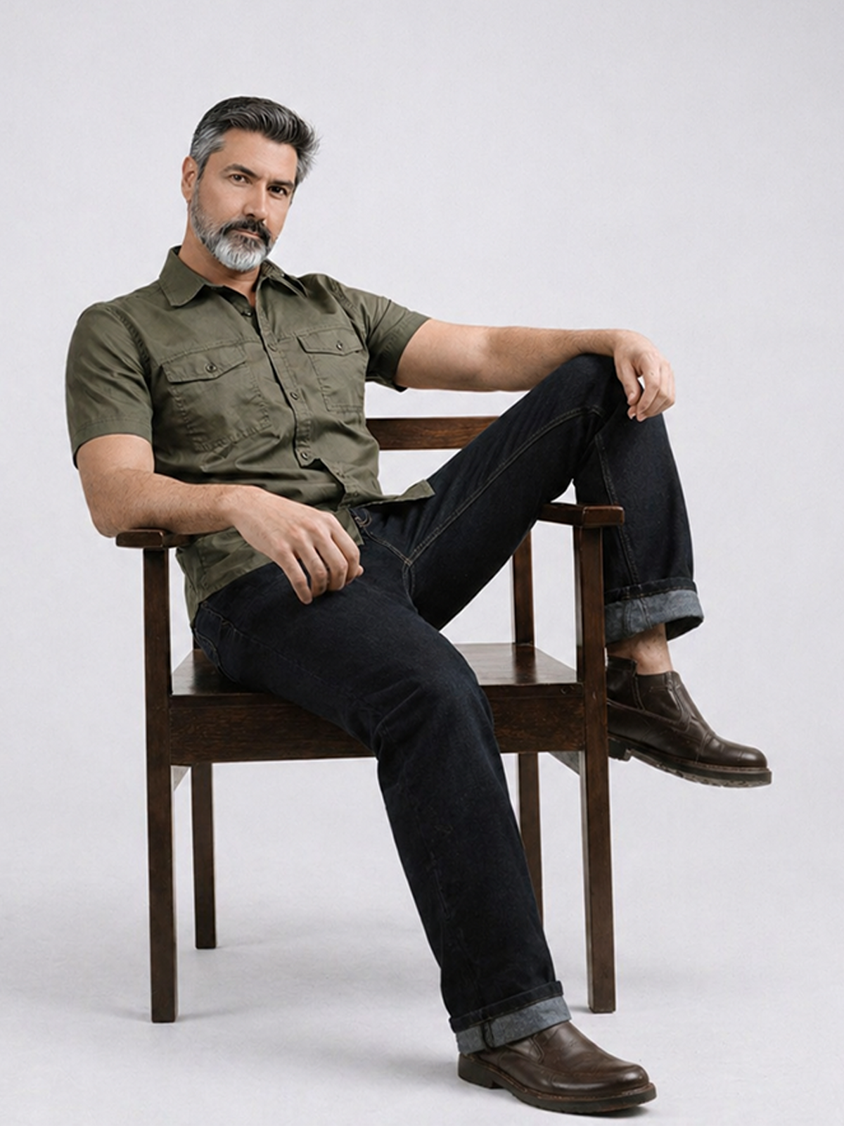 Olive Stretch Utility Shirt