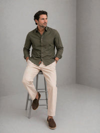 True Olive Peach Cotton Shirt