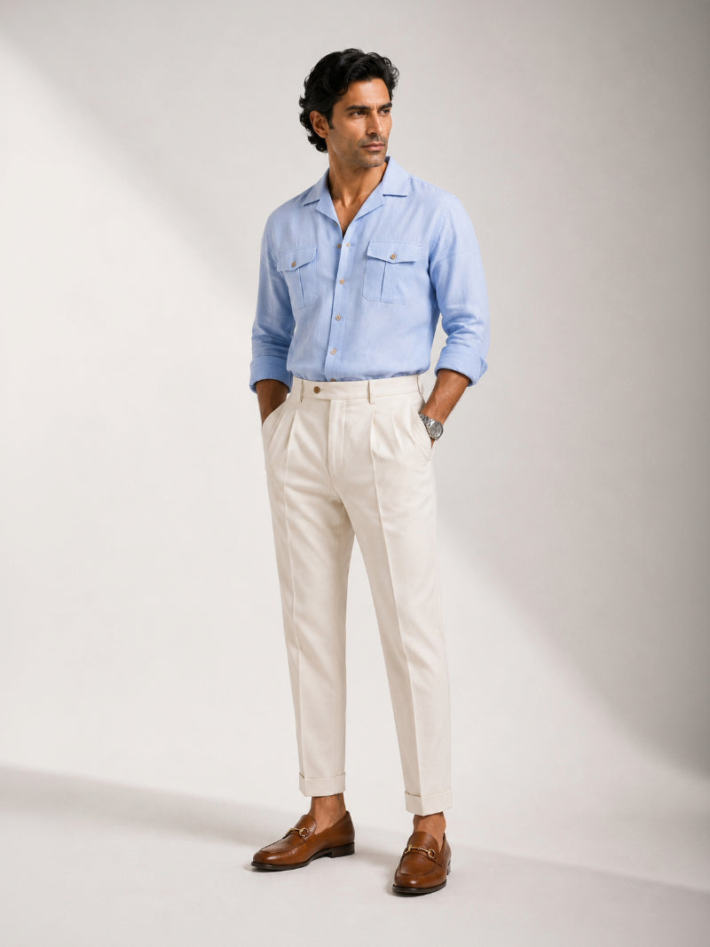 Cotton Lyocell Utility Shirt - Blue