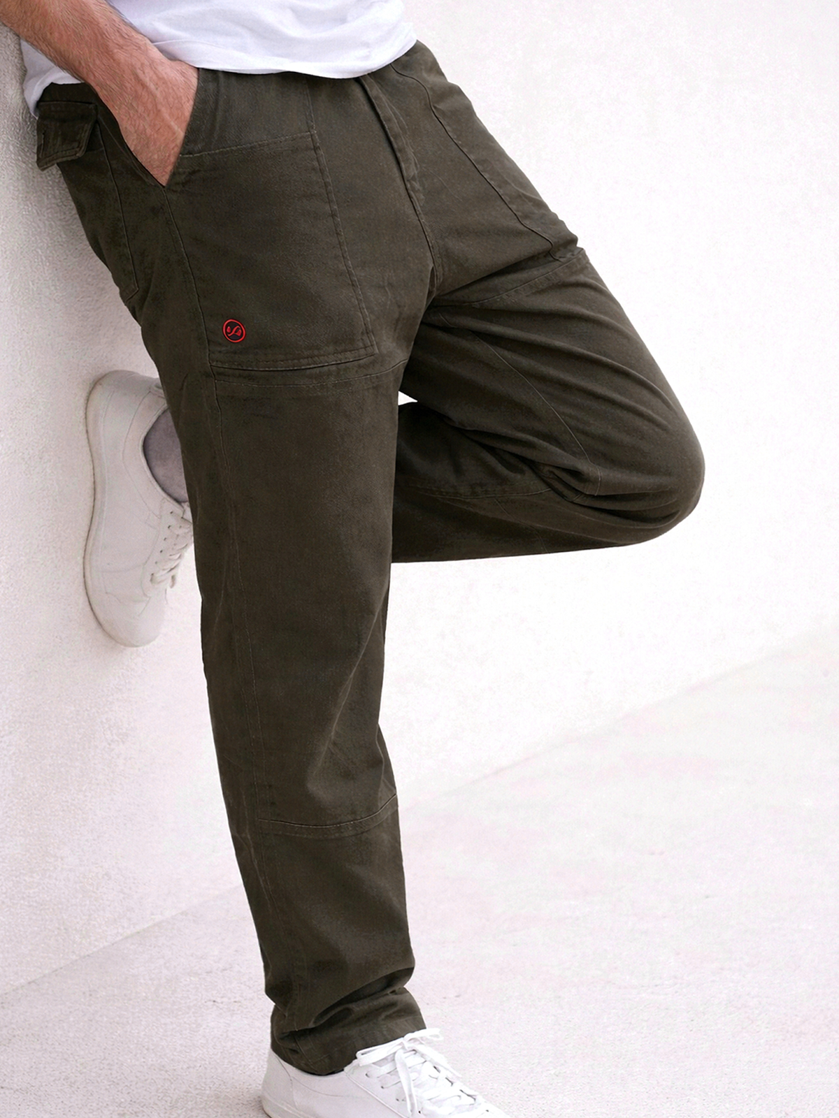 Olive Stretch Carpenter Pants