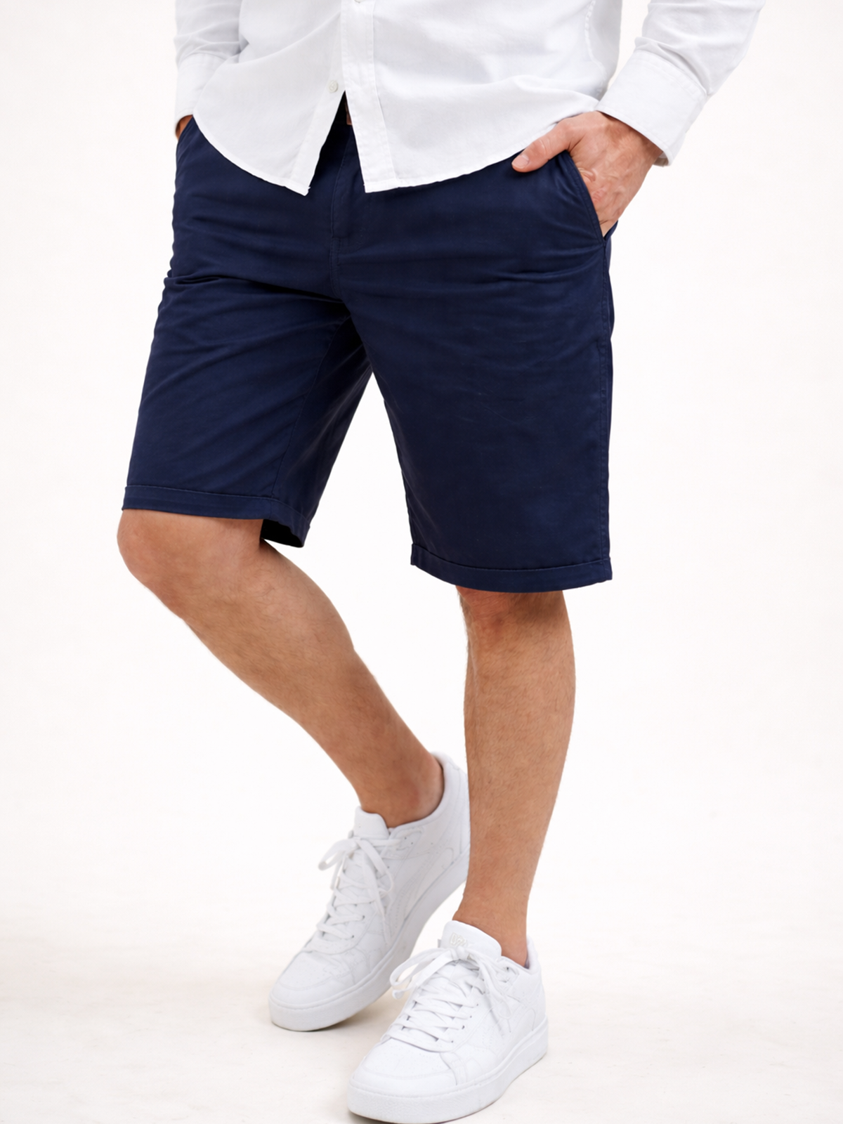 Slate Blue Stretch Shorts