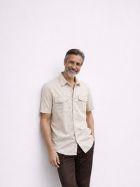 Beige Stretch Utility Shirt