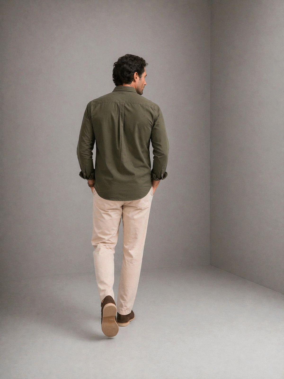 True Olive Peach Cotton Shirt