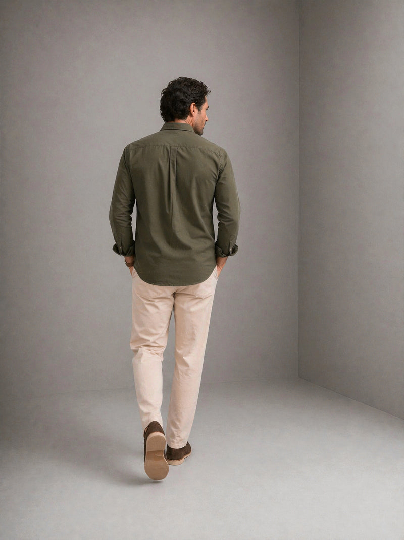 True Olive Peach Cotton Shirt