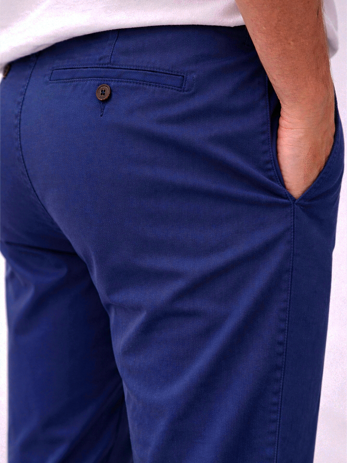 Blue Cotton Stretch Chinos