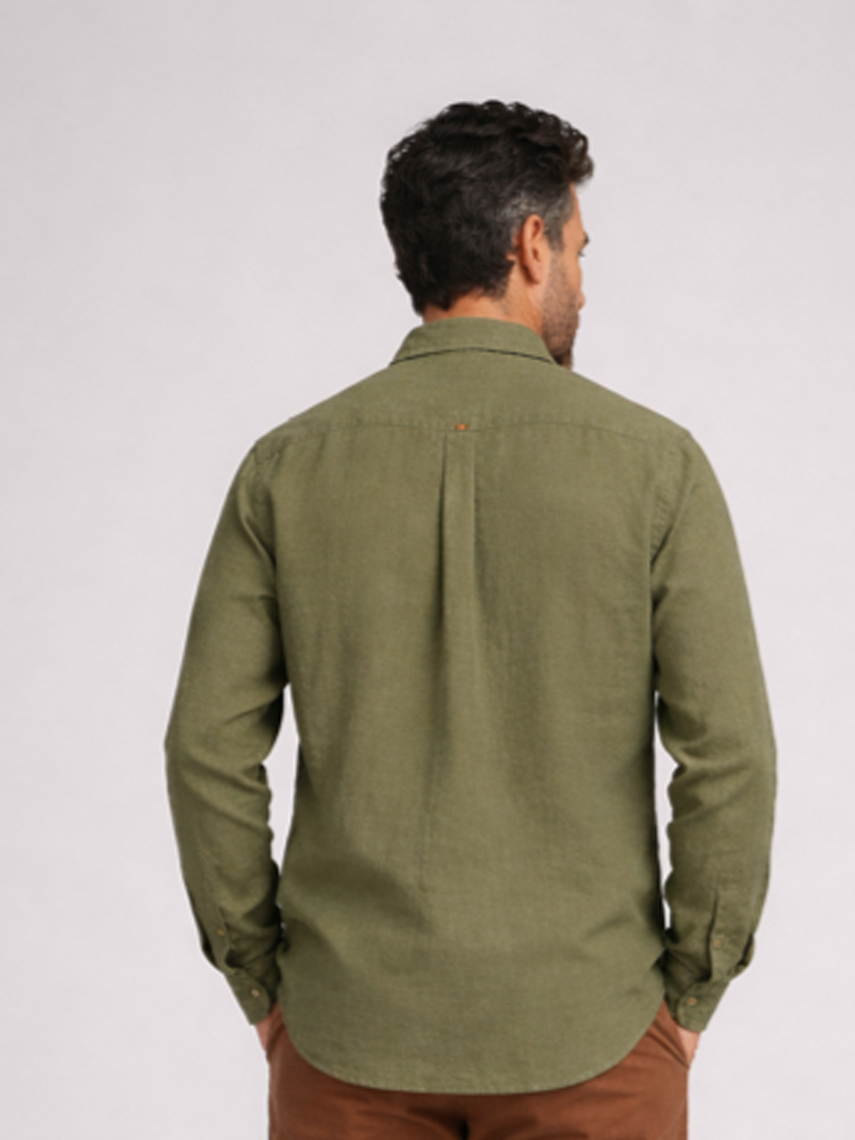 Olive Green Linen Blend Shirt