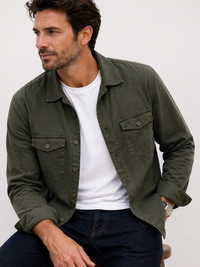 Olive Washed Stretch  Shacket