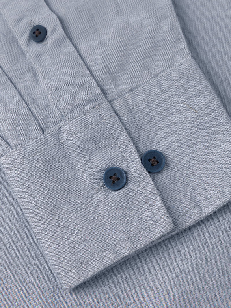 Slate Blue Linen Blend Shirt