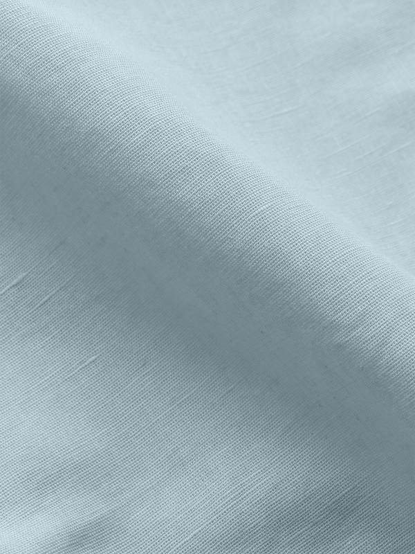 Sky Blue Cuban Collar Linen Shirt
