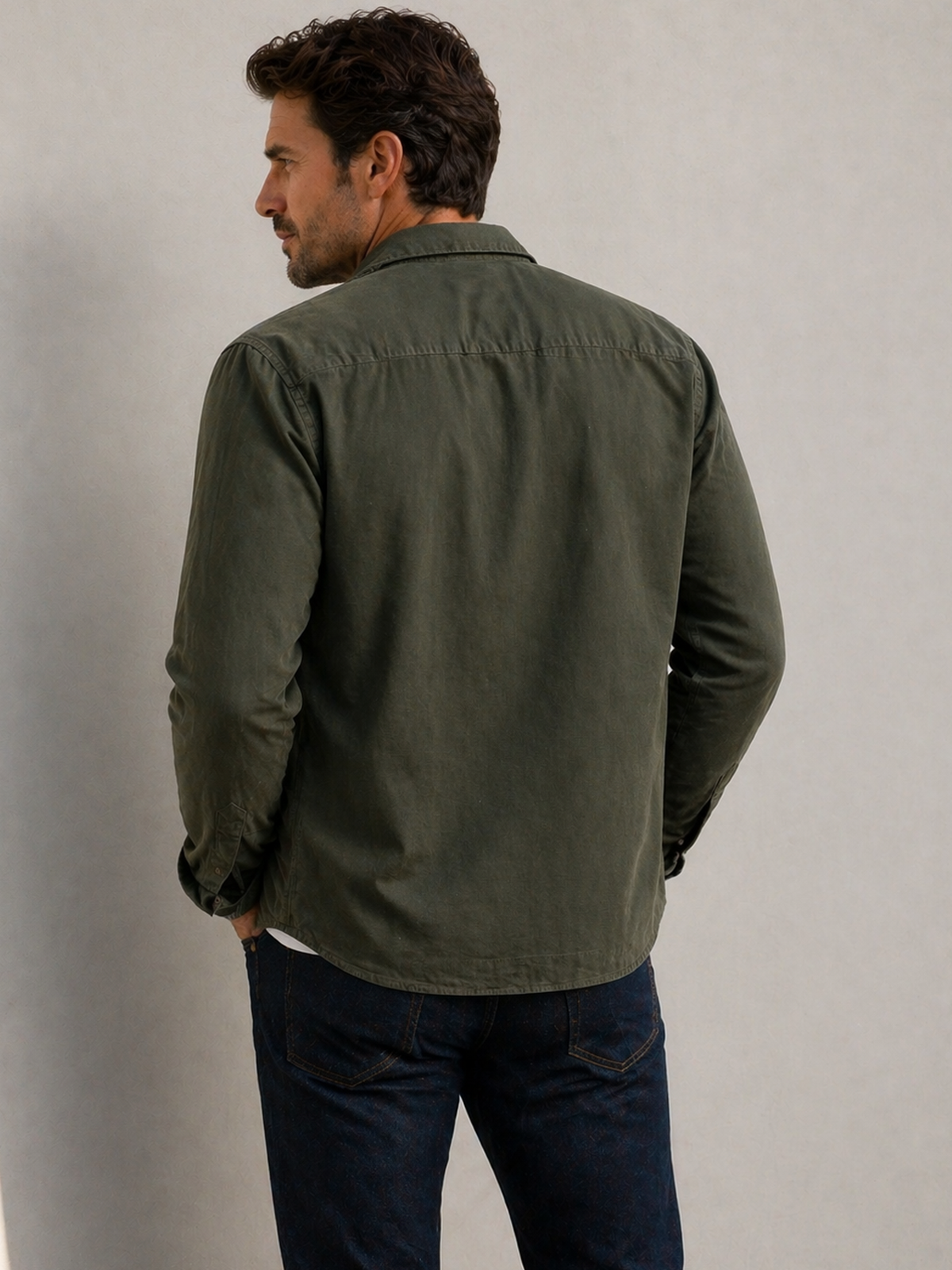 Olive Washed Stretch  Shacket